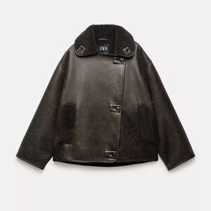 Zara Women's Dark Brown Leather Jacket